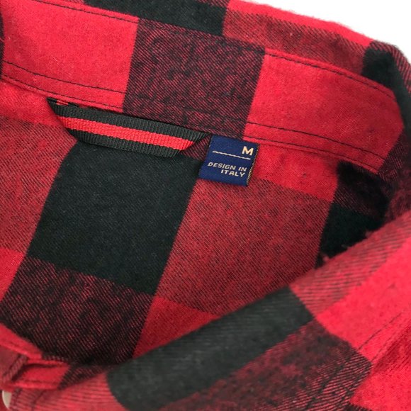 Buffalo Plaid Flannel Shirt Medium Red Black Sz M - Picture 10 of 10